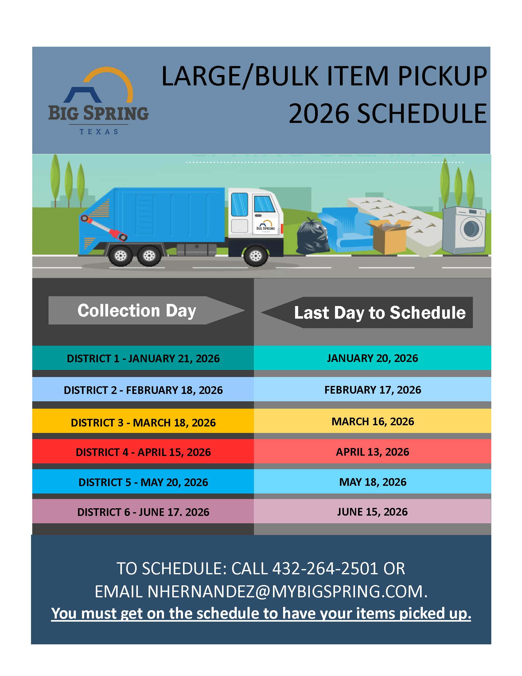 Large Item Pickup Schedule 2026