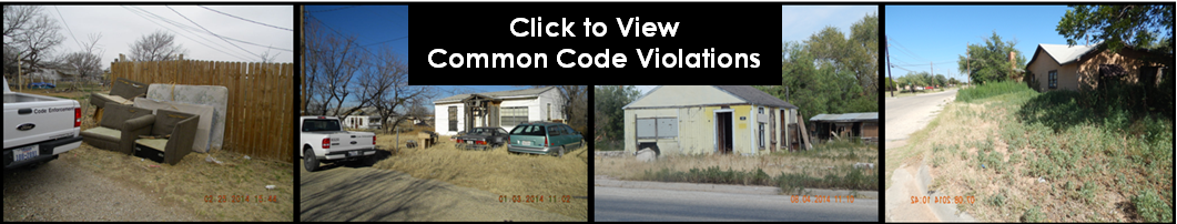 A picture of various code enforcement violations, weedy lot, front yard parking, etc.
