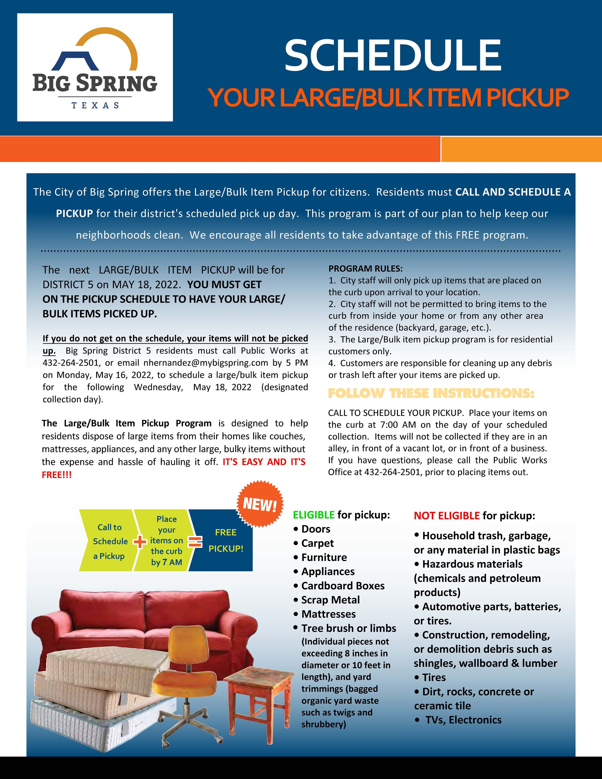 Large Bulk Item Pickup MAY 2022