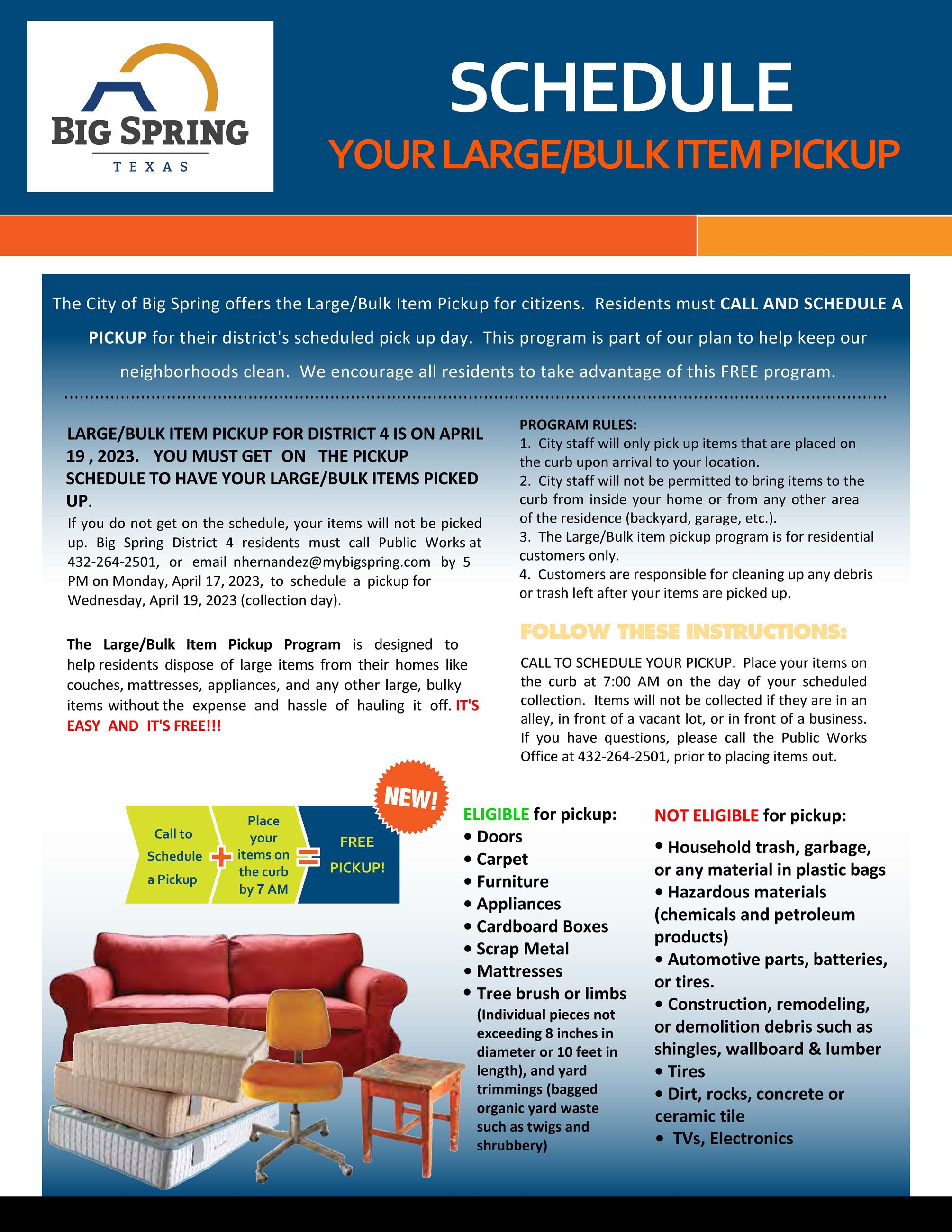 Large Bulk Item Pickup APRIL 2023