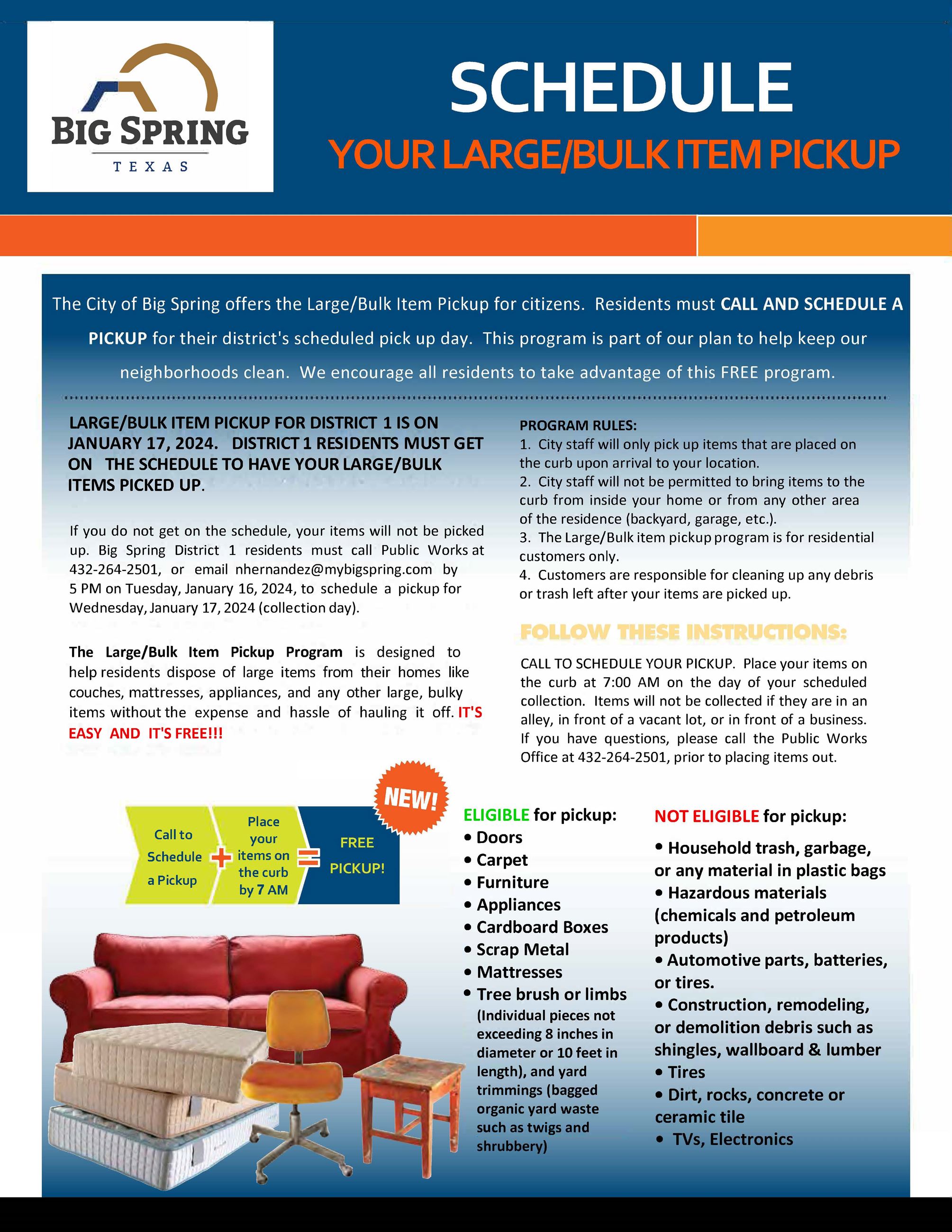 Large Bulk Item Pickup JANUARY 2024